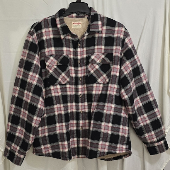 Wrangler Other - Wrangler Mens Sherpa Lined Red/Black Plaid Flannel Jacket Relaxed XL